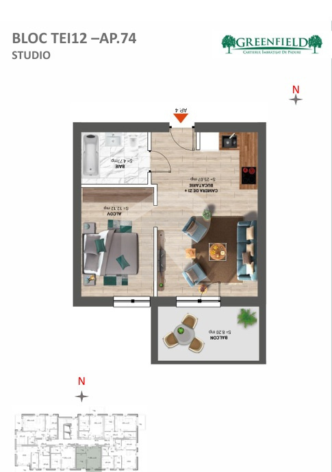 2 CAMERE TIP STUDIO - GREENFIELD - PADUREA BEANEASA 
