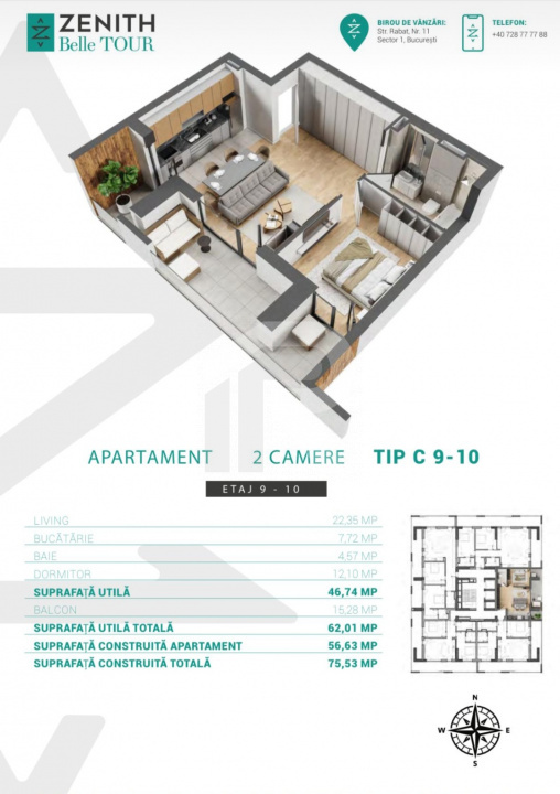 Elegnață și Lumină: Apartament cu 2 Camere în Zona Marriot